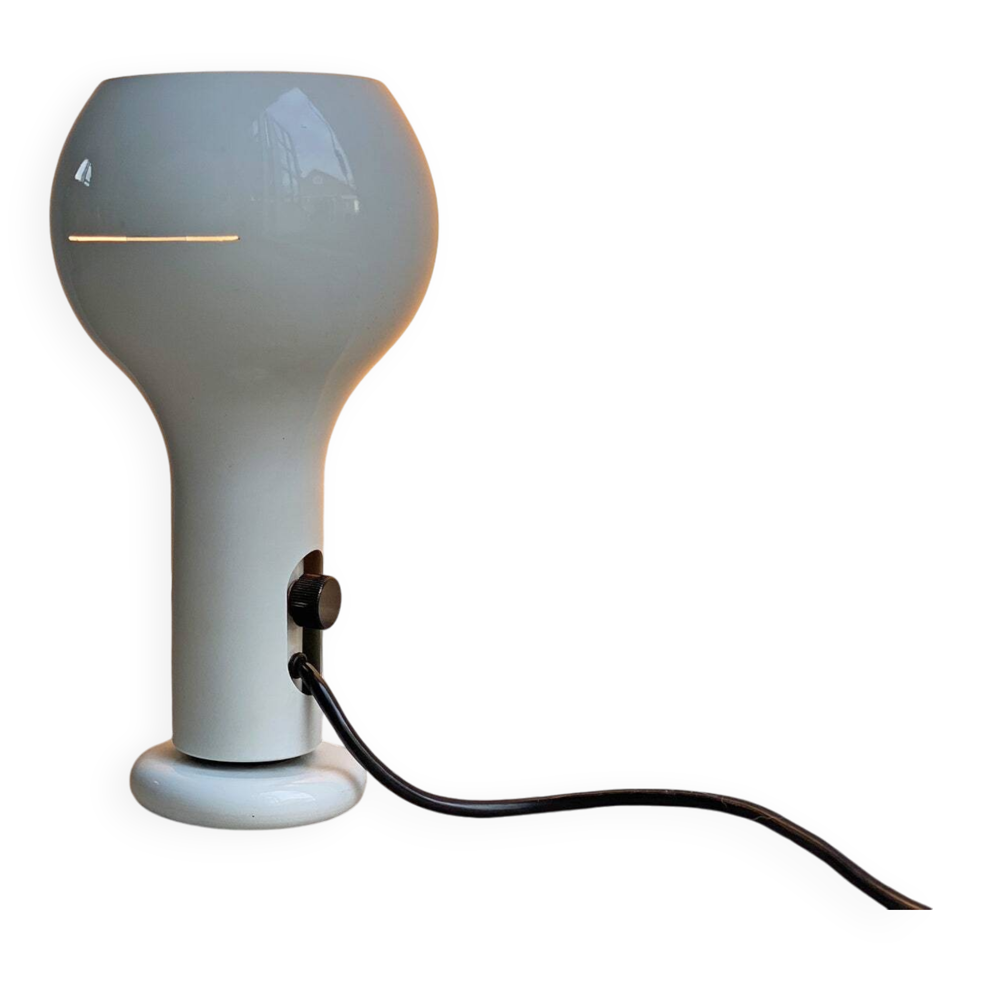 Vintage white metal O'luce table lamp Flash by Joe Colombo - Italian Design