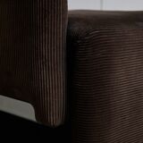 Chaises italiennes en velours côtelé avec détails chromés par Luigi Saccardo, années 1970