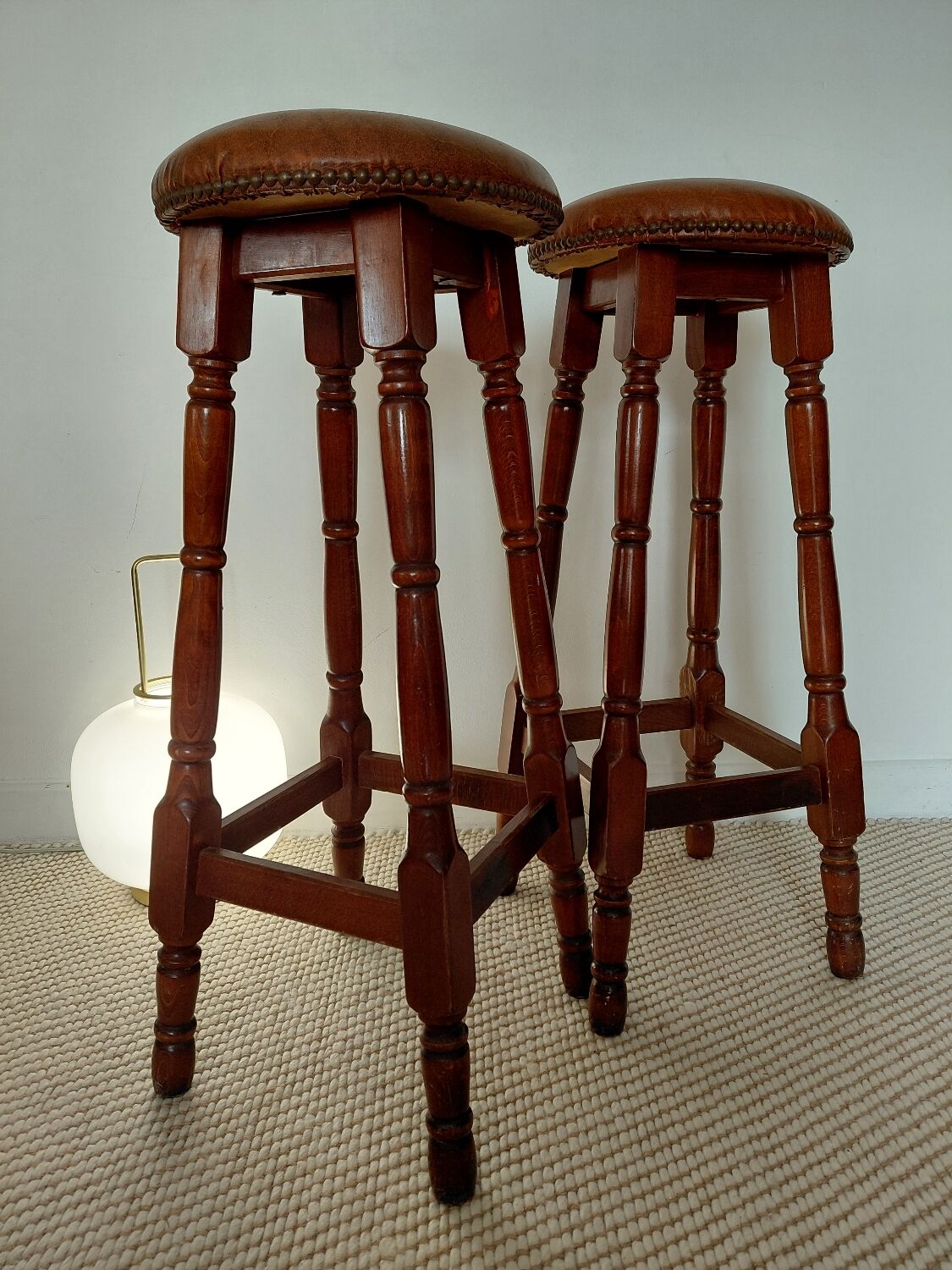 Paire tabourets bar vintage style pub anglais-75 cm