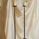 Pair of black cast iron floor candlesticks (candle holders)