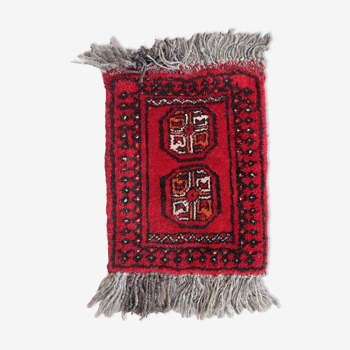 Vintage afghan ersari handmade carpet 24cm x 30cm 1970s