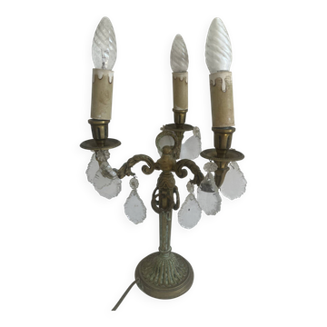 Bronze three-light girandole table lamp