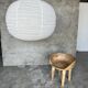 Grande suspension en rotin et lin naturel japonisante ronde aplatie (Labu) H57 D80