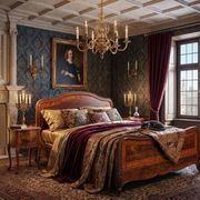 Solid walnut bed with very old walnut burl.