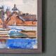 Mid-Century Modern Swedish "The Waterway" Vintage Landscape Watercolour Painting, Framed