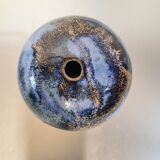 Blue ceramic Single flower vase in a round shape