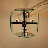 Vintage Art Deco chandelier in chrome metal and glass, Italy, 1970s