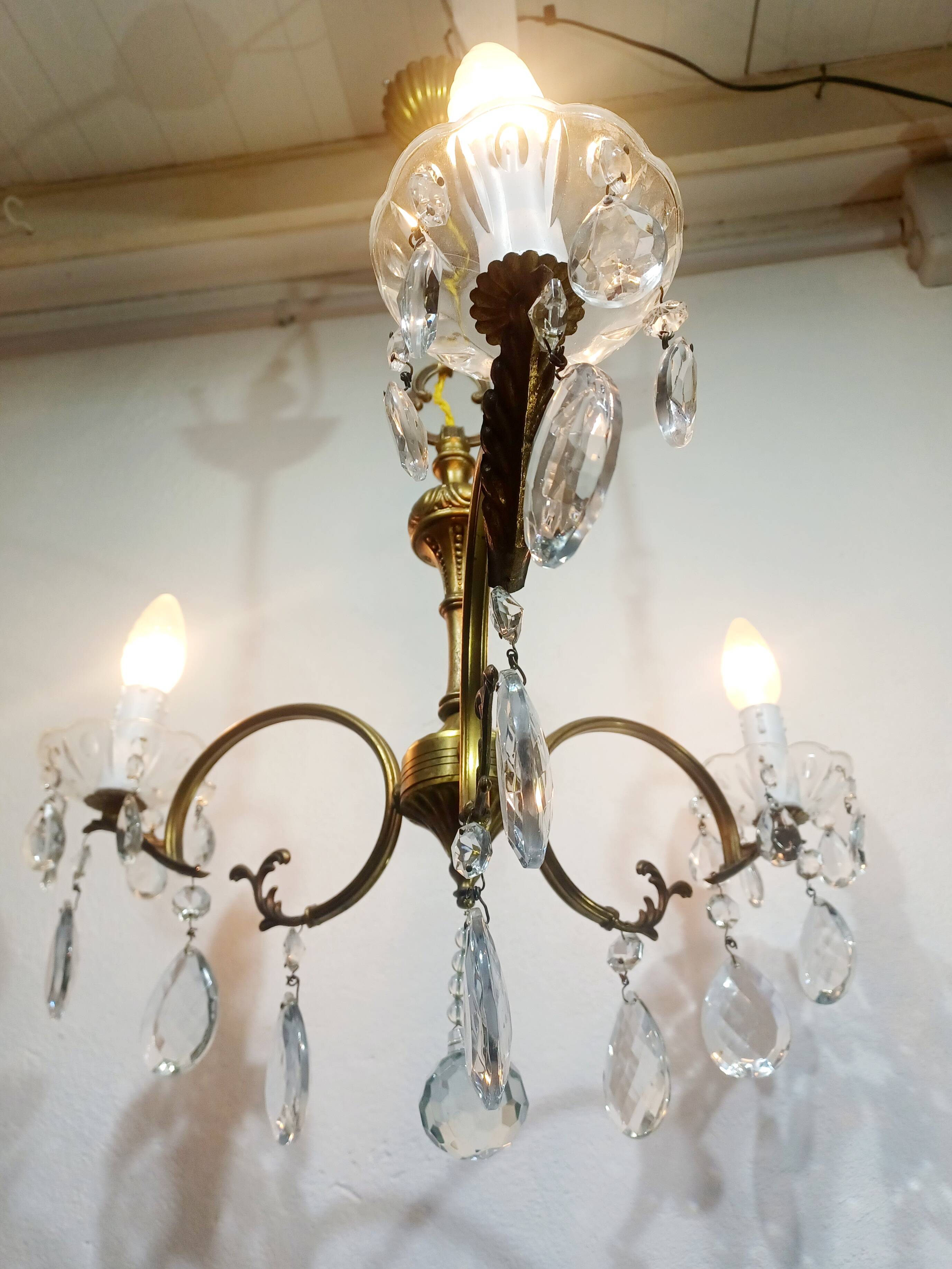 3-light bronze chandelier