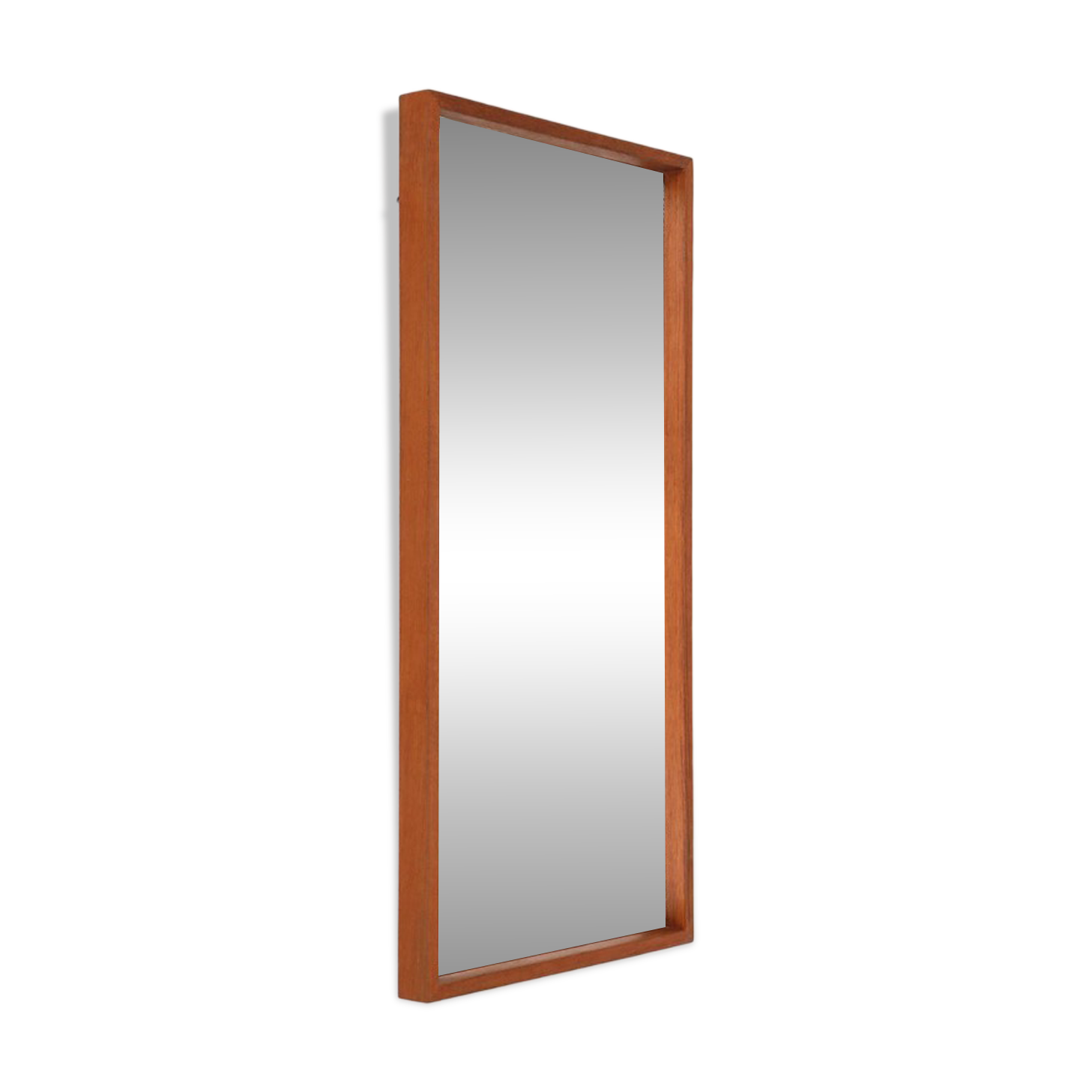 Minimalist teak wall mirror / Mid-century Danish modern design / 1960s / 1970s