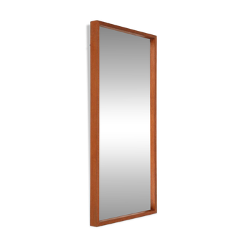 Minimalist teak wall mirror / Mid-century Danish modern design / 1960s / 1970s