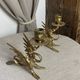 Paire de bougeoirs chimères en bronze