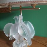 Crystal lamp Lalique with two doves model Ariane