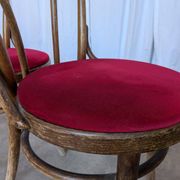 Set of 6 Vintage Bentwood Dining Chairs Set: 1970s , Red Uphols