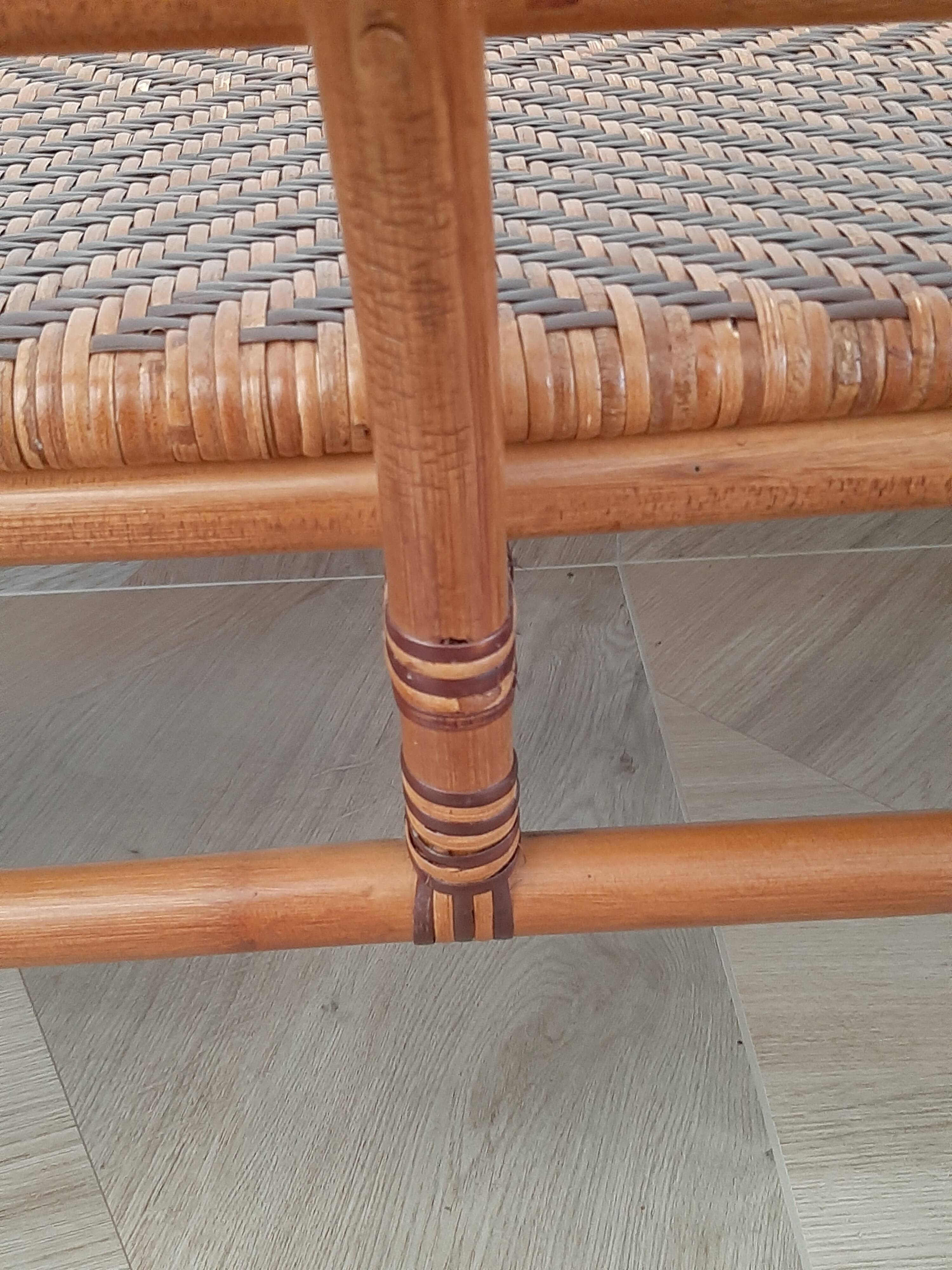 Vintage -Braided rattan sofa - chevron pattern