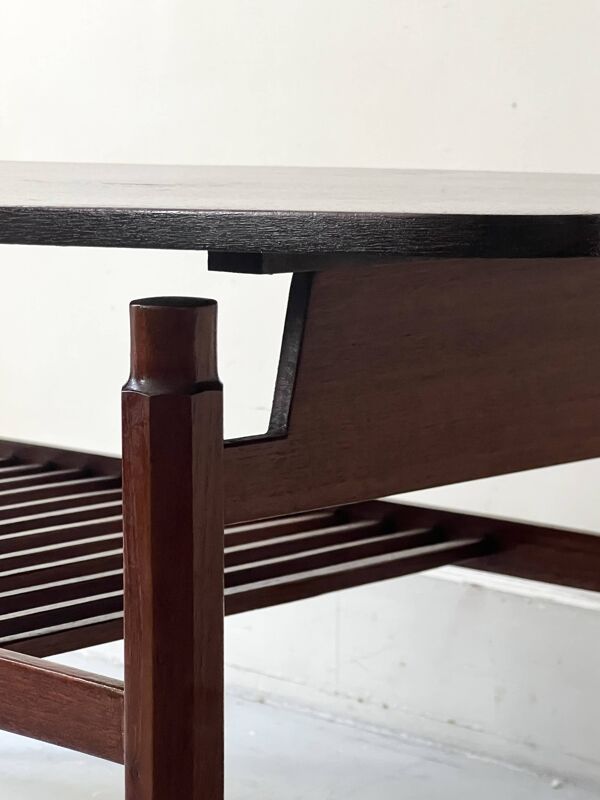 table basse danoise  en teck à double plateau, design 1950
