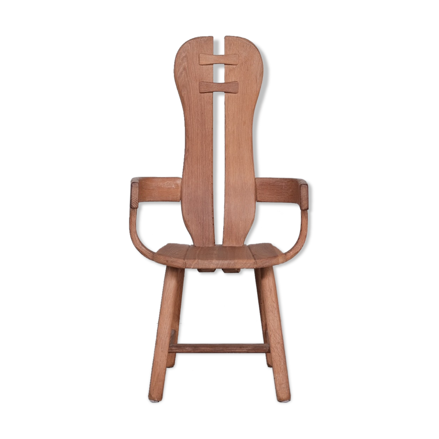 Belgium Oak Brutalist Mid-Century Chair by De Puydt