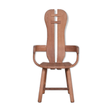 Belgium Oak Brutalist Mid-Century Chair by De Puydt