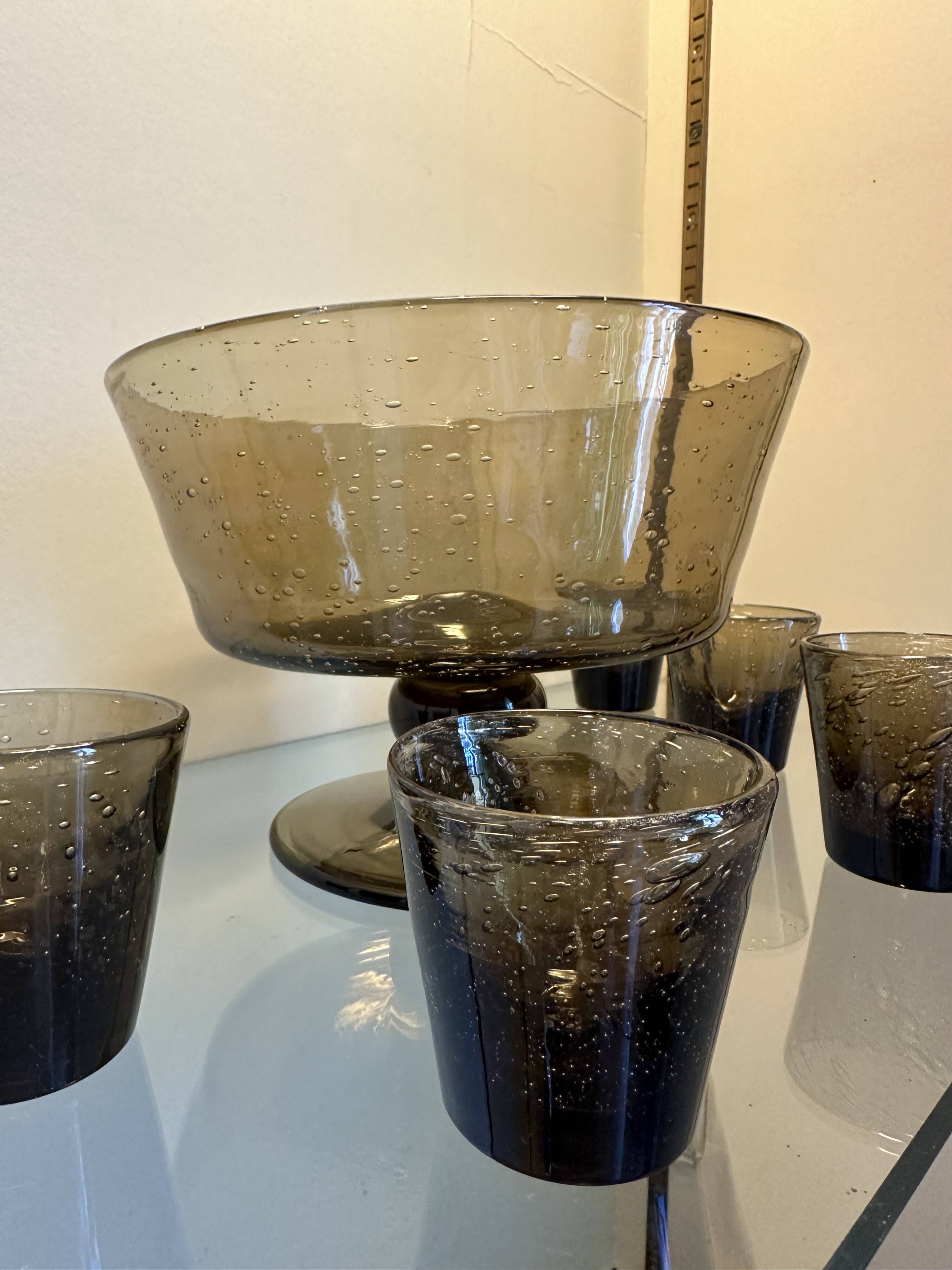 Service En Verre Soufflé Et Bullé de Biot