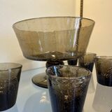 Blown and bubbled glass service from Biot