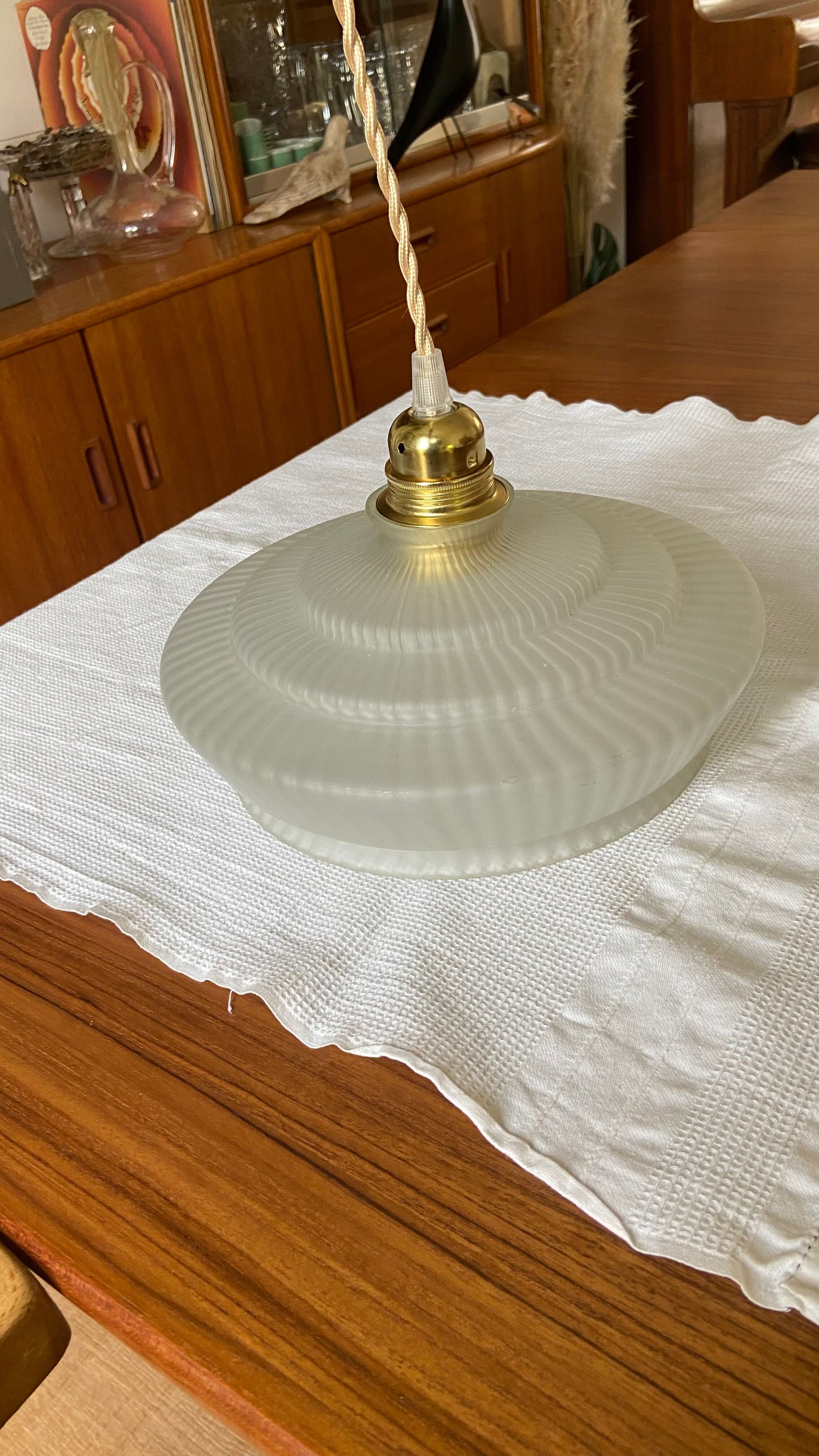 Vintage frosted glass pendant lamp