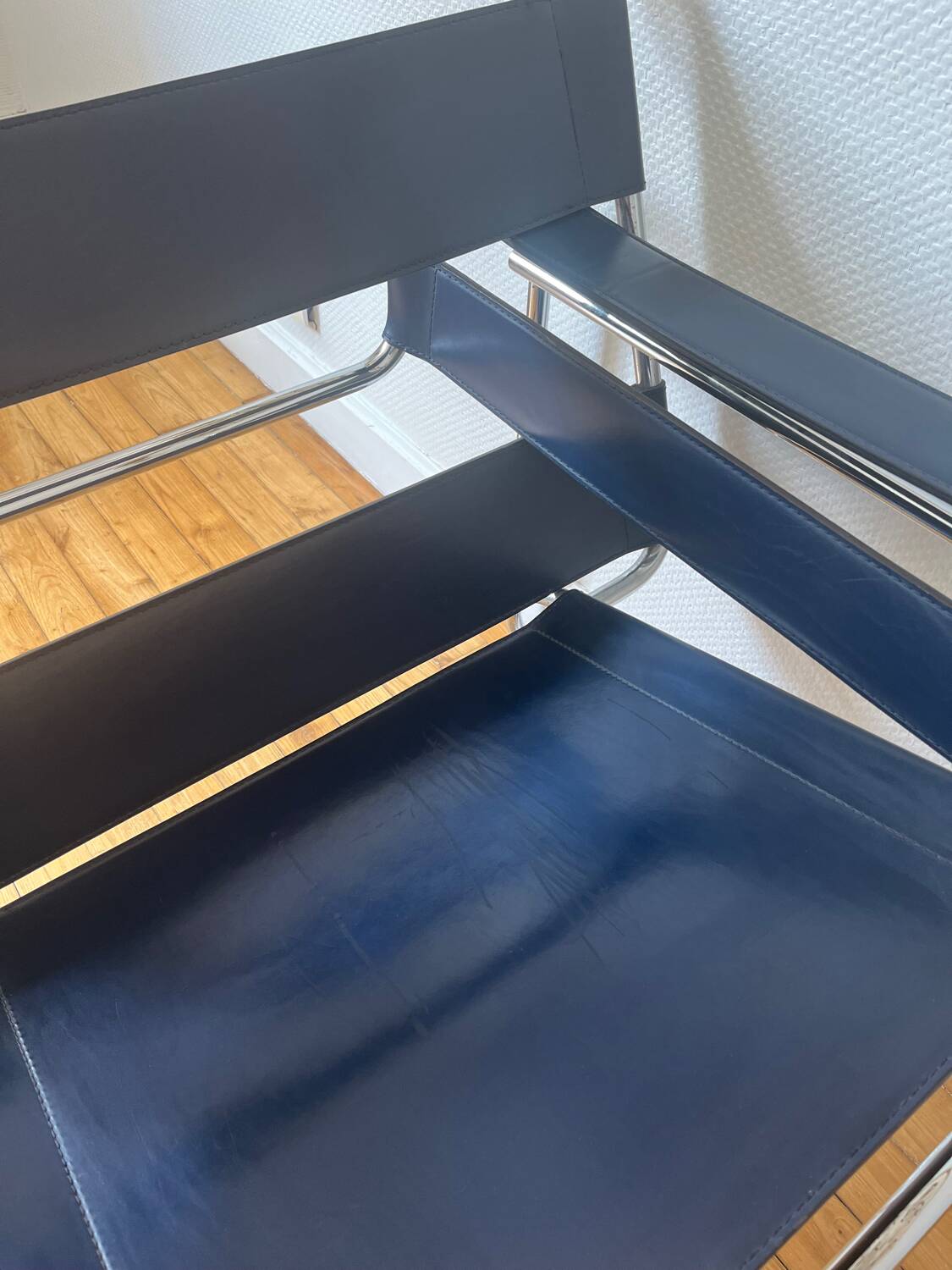 Wassily armchair by Marcel Breuer, midnight blue, Italian edition
