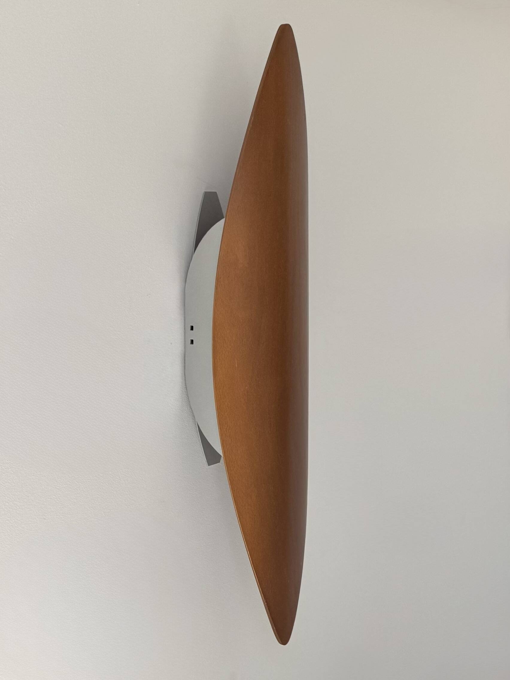 XL vintage wall lamp, thermoformed wood, France, 1970