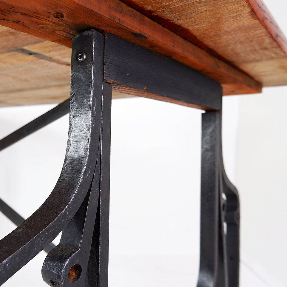 Industrial Bistro Table in Wood and Wrought Iron -