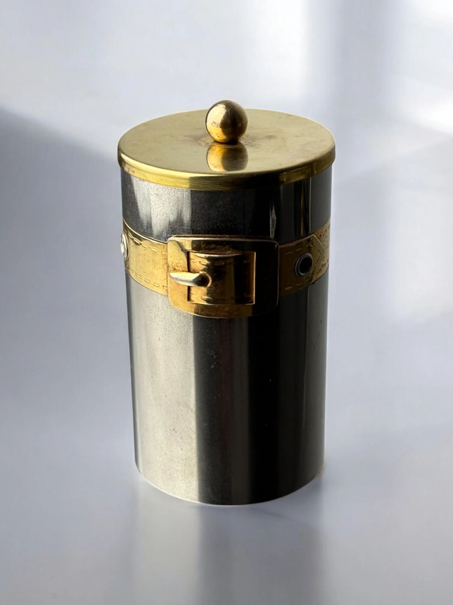 Maria Pergay's style belt buckle cigarette box, France, 1970s