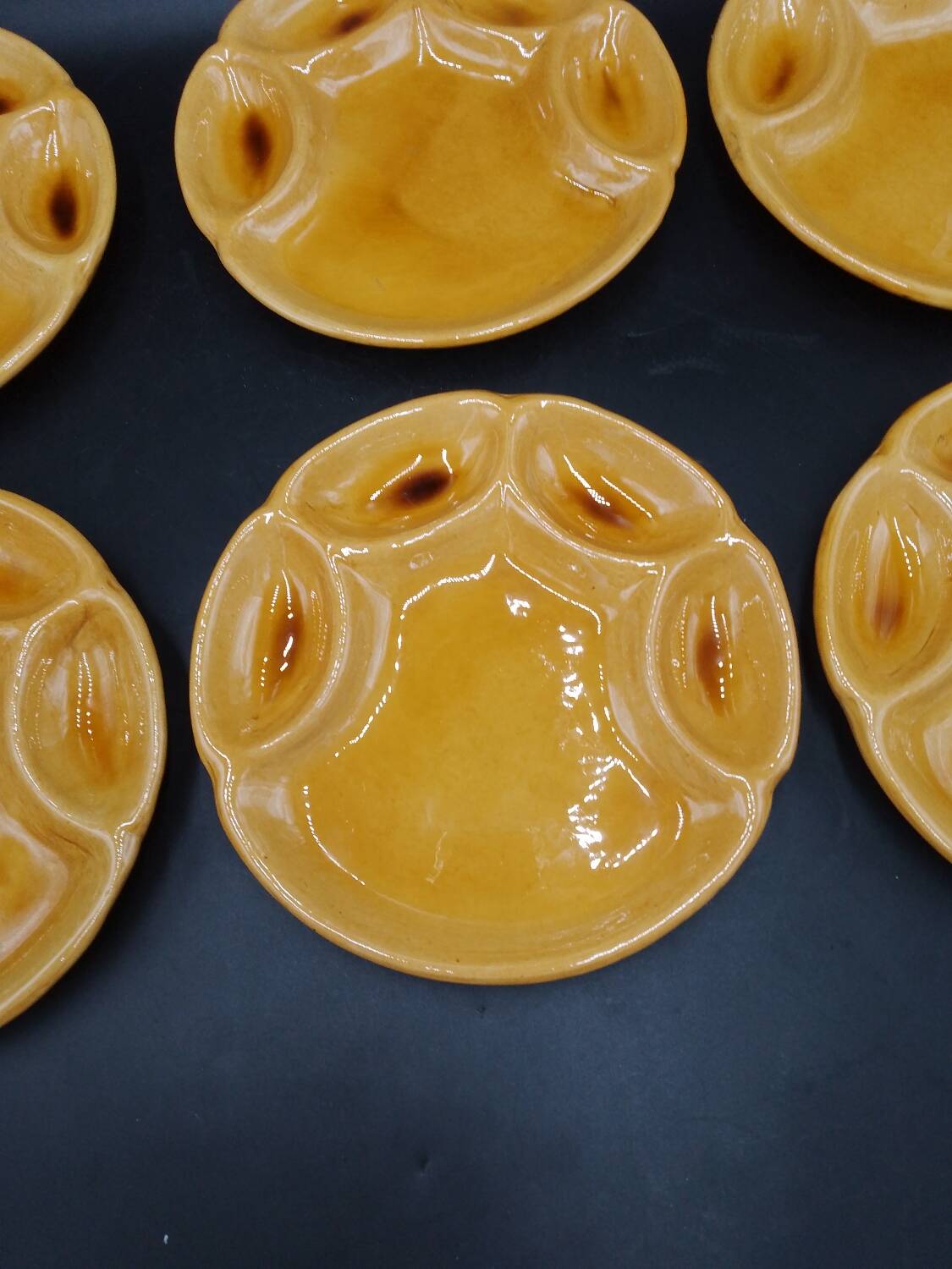 Set of 6 Vallauris AM terracotta plates signed Foucard-Jourdan