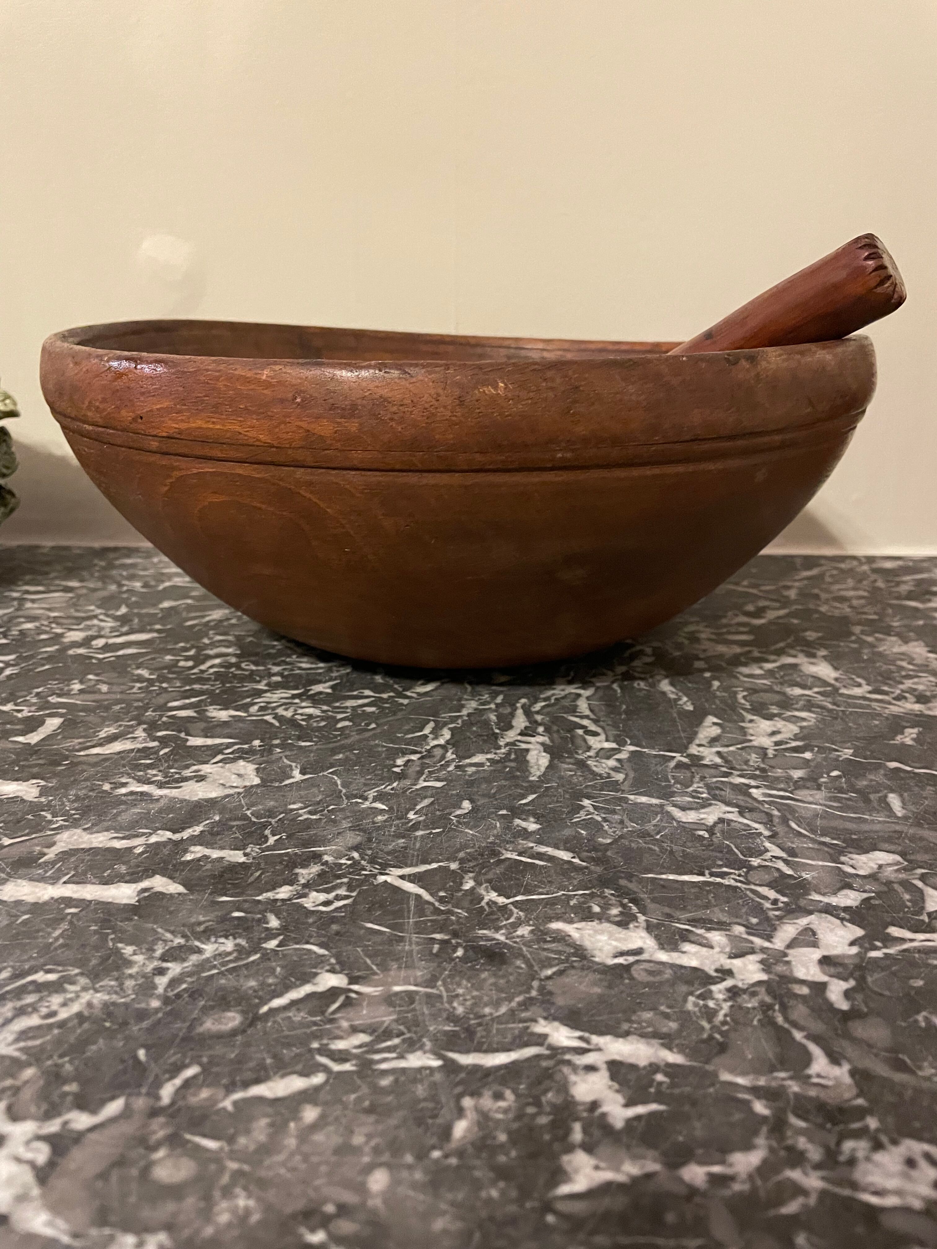 Raw wooden salad bowl