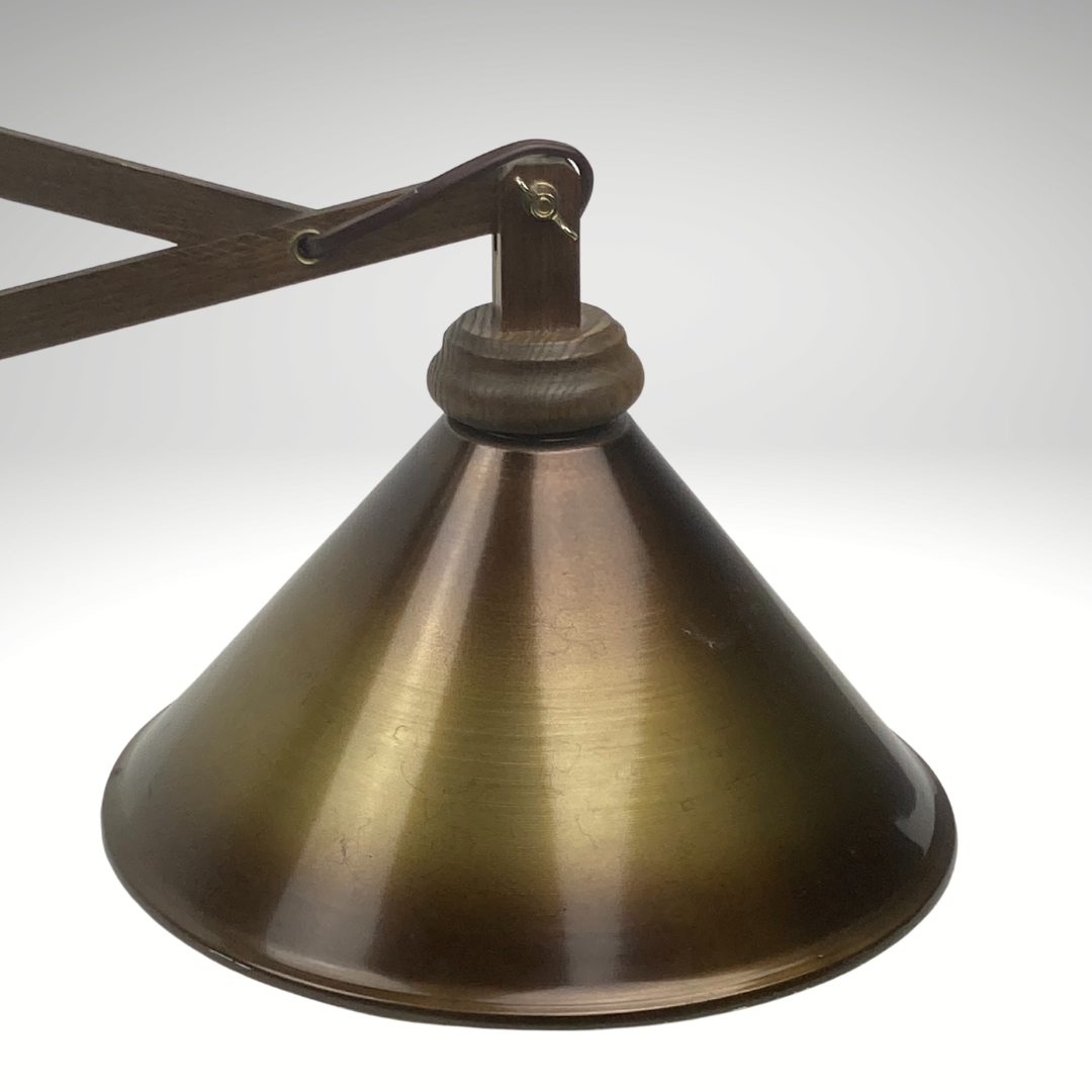 Midcentury wood and brass scissor wall lamp, Dutch 1960s