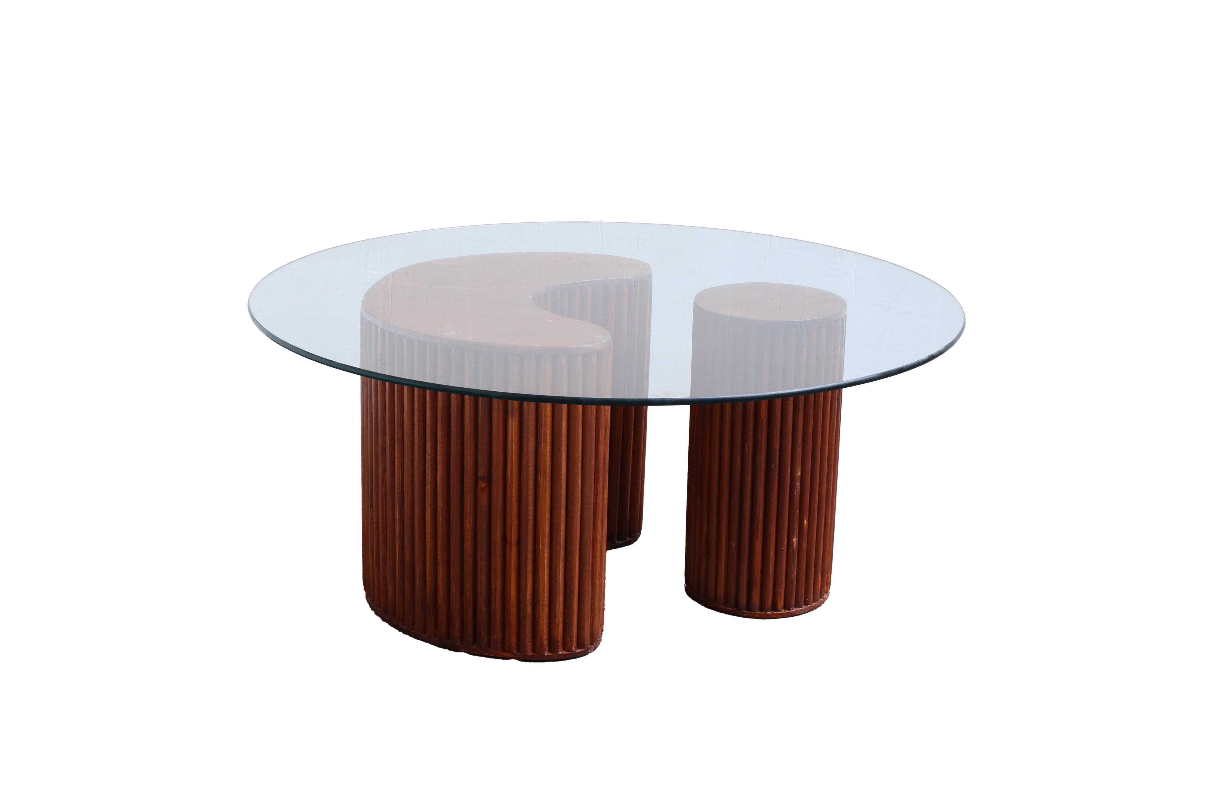 90cm wooden coffee table with glass top