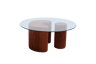 Table basse en bois et plateau en verre de 90cm