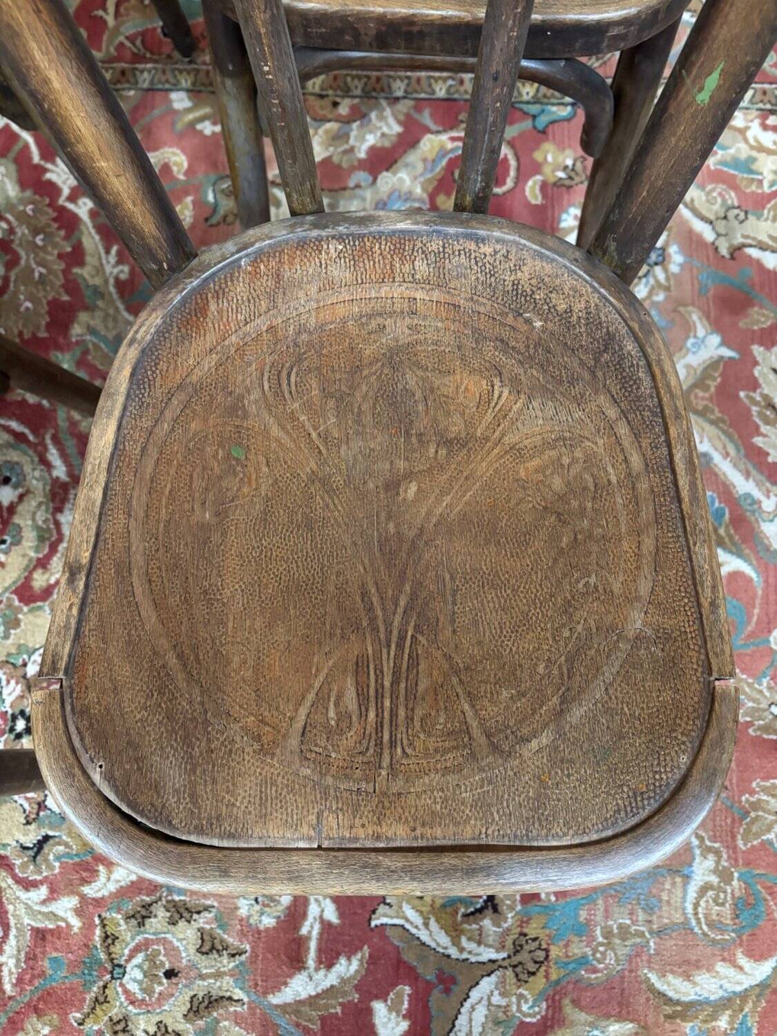 8 Bistro Chairs Baumann Curved Wood Art Nouveau – Early 20th Century