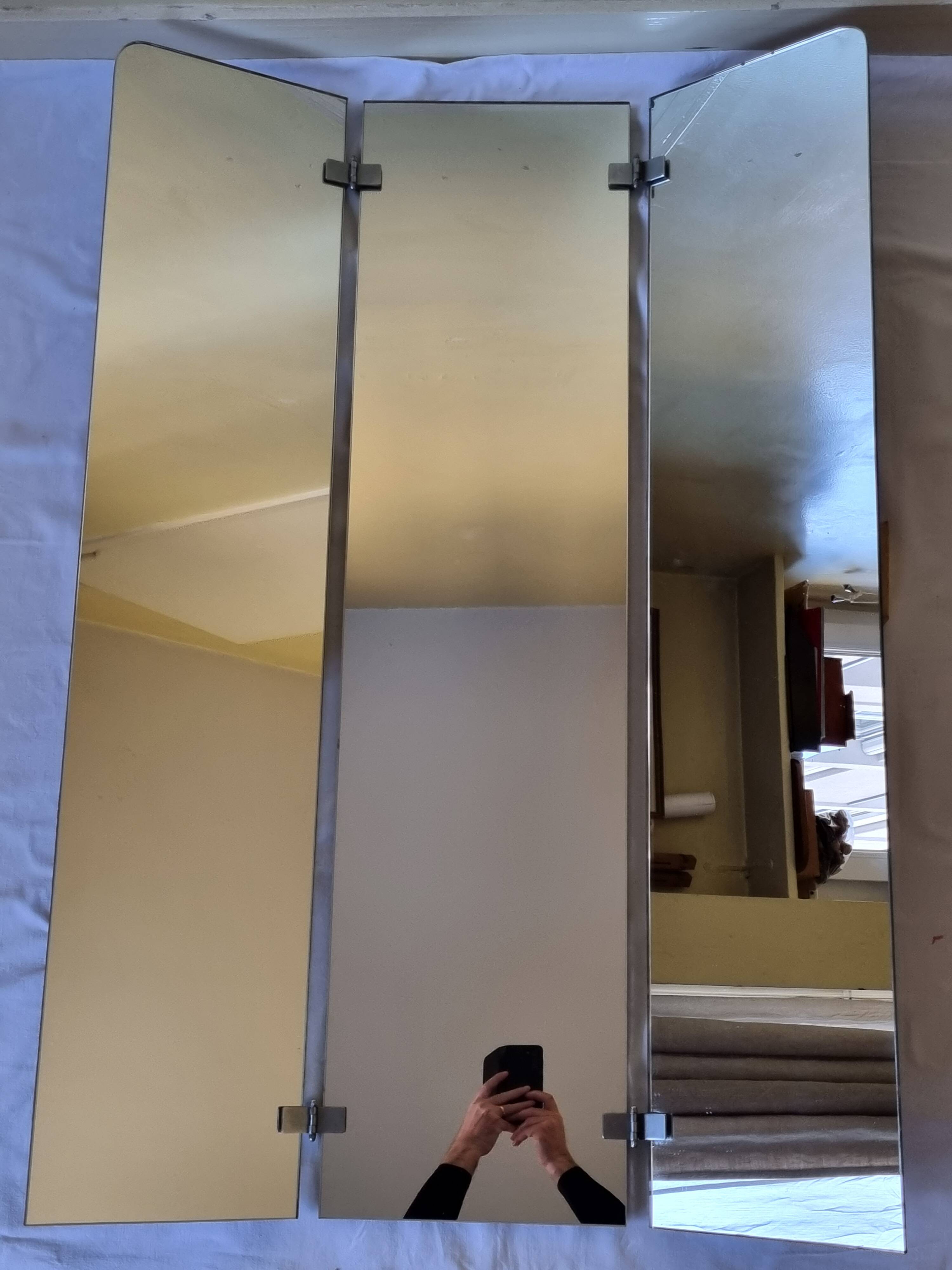 Folding triptych wall mirror, 1960s, 120 x 85 cm