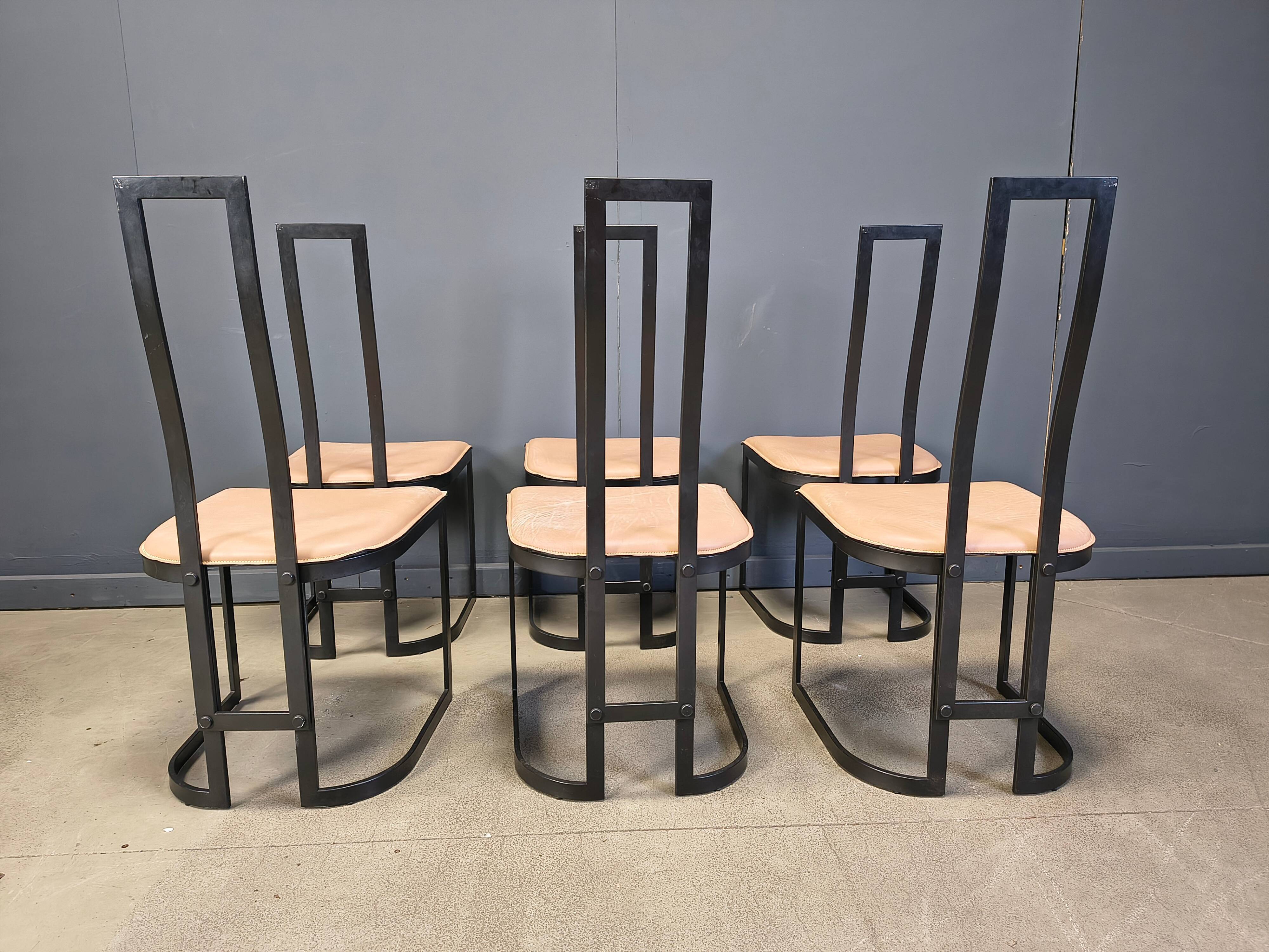 Gastone Rinaldi postmodern dining chairs for Thema Italy, 1980s - set