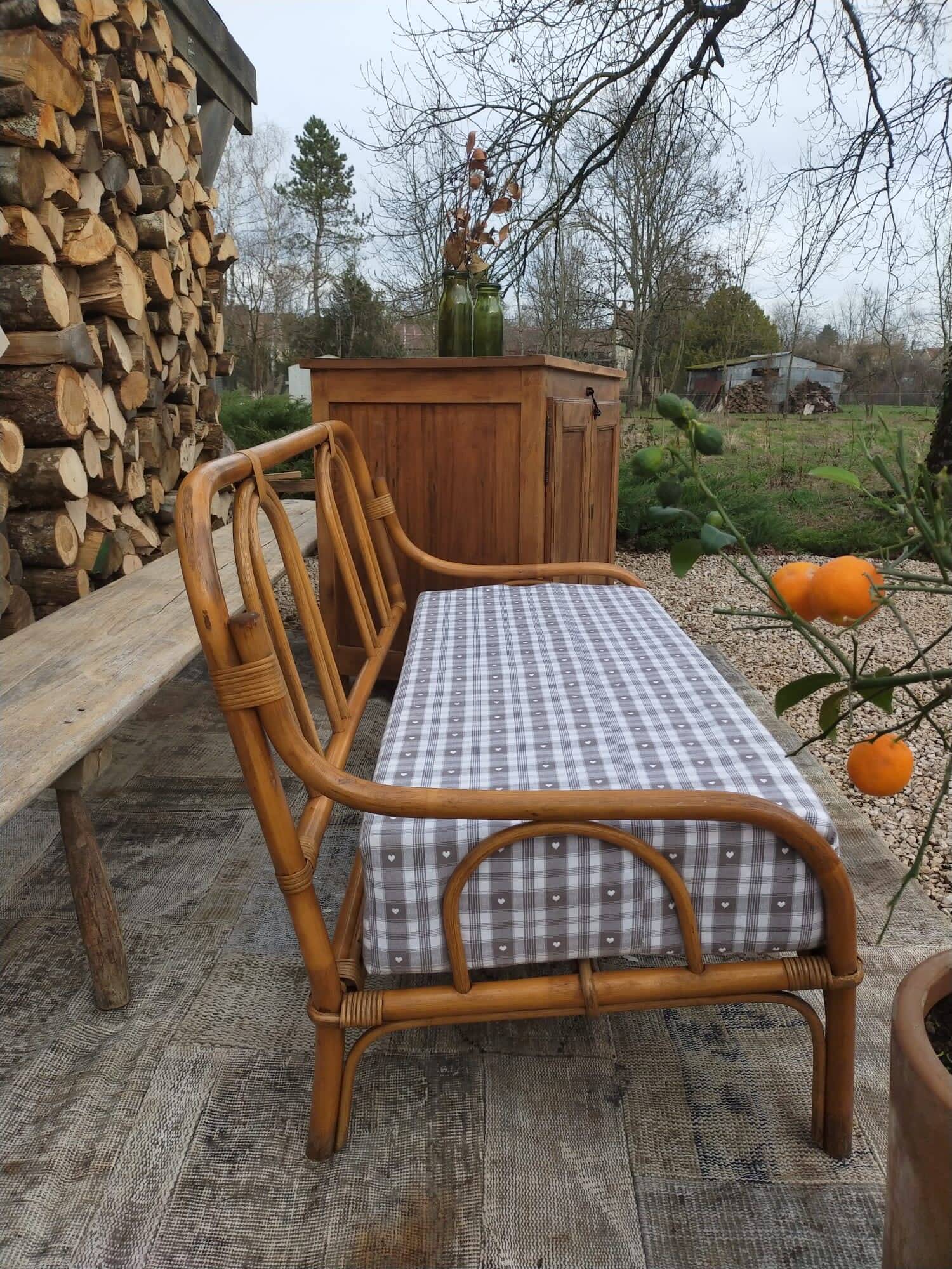 Vintage wicker bench