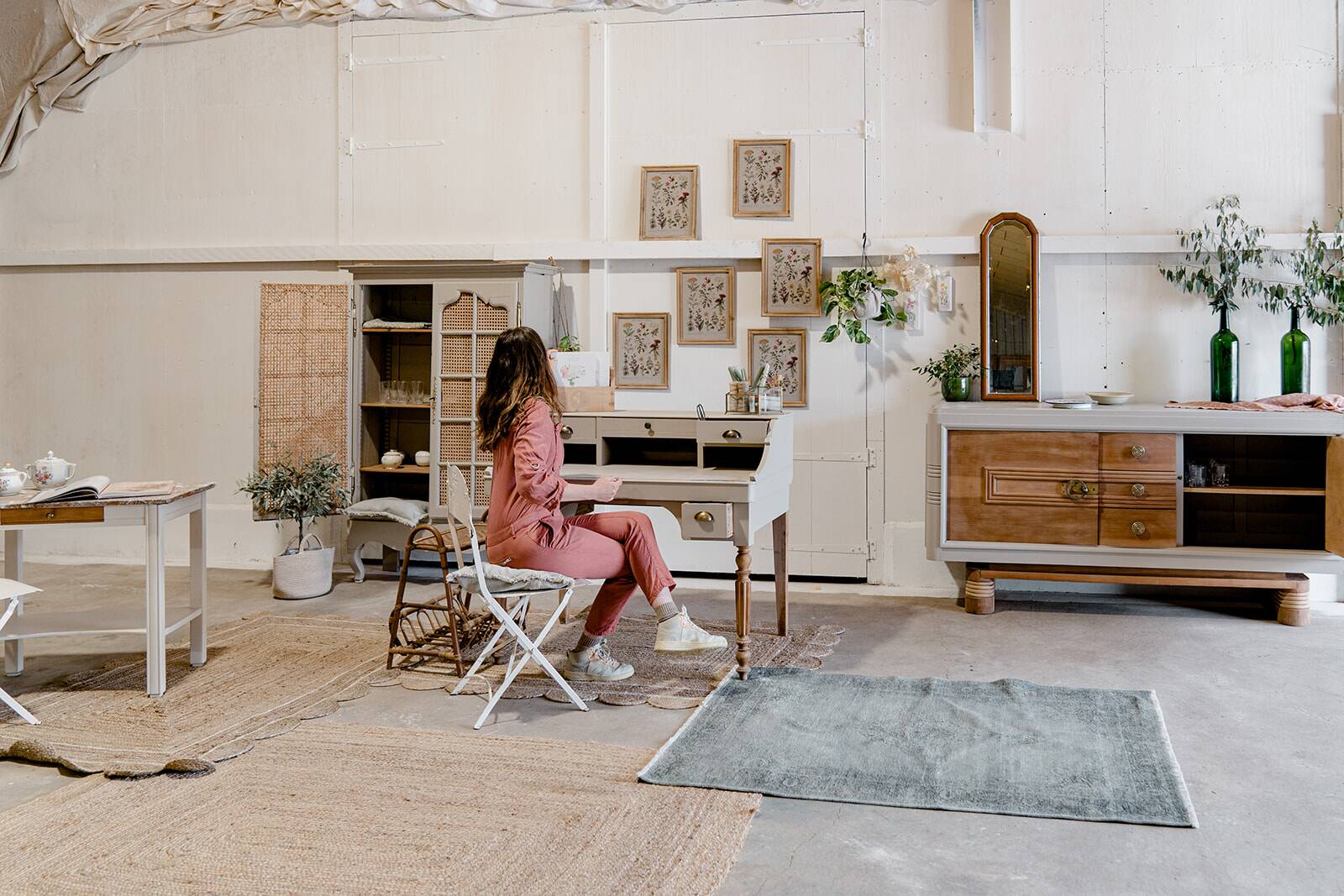 Wood & marble console