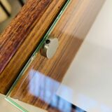 Rosewood and glass chest of drawers, 1960s, Scandinavian storage furniture.