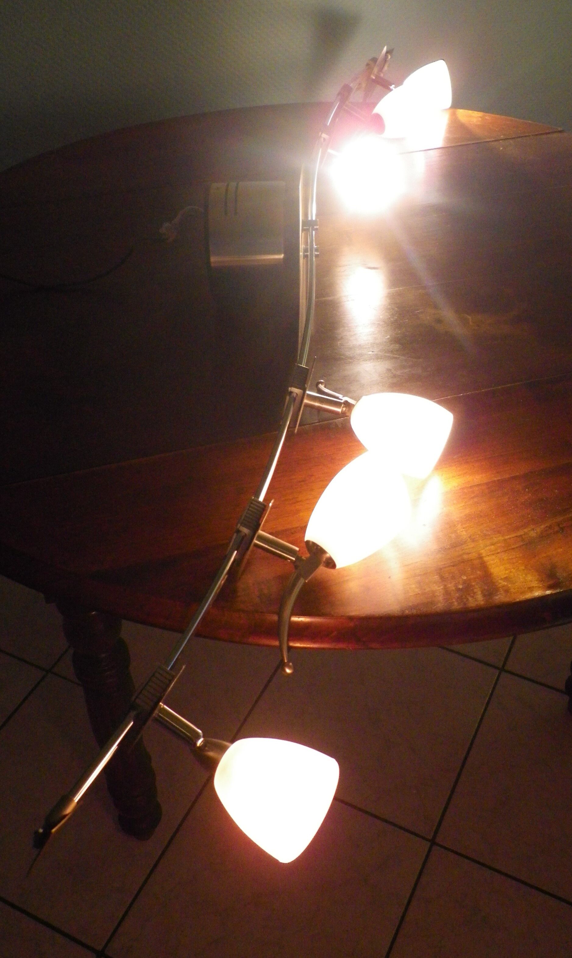 "Paulmann" 1m40 design hanging 6 lights anodized aluminium - 70s