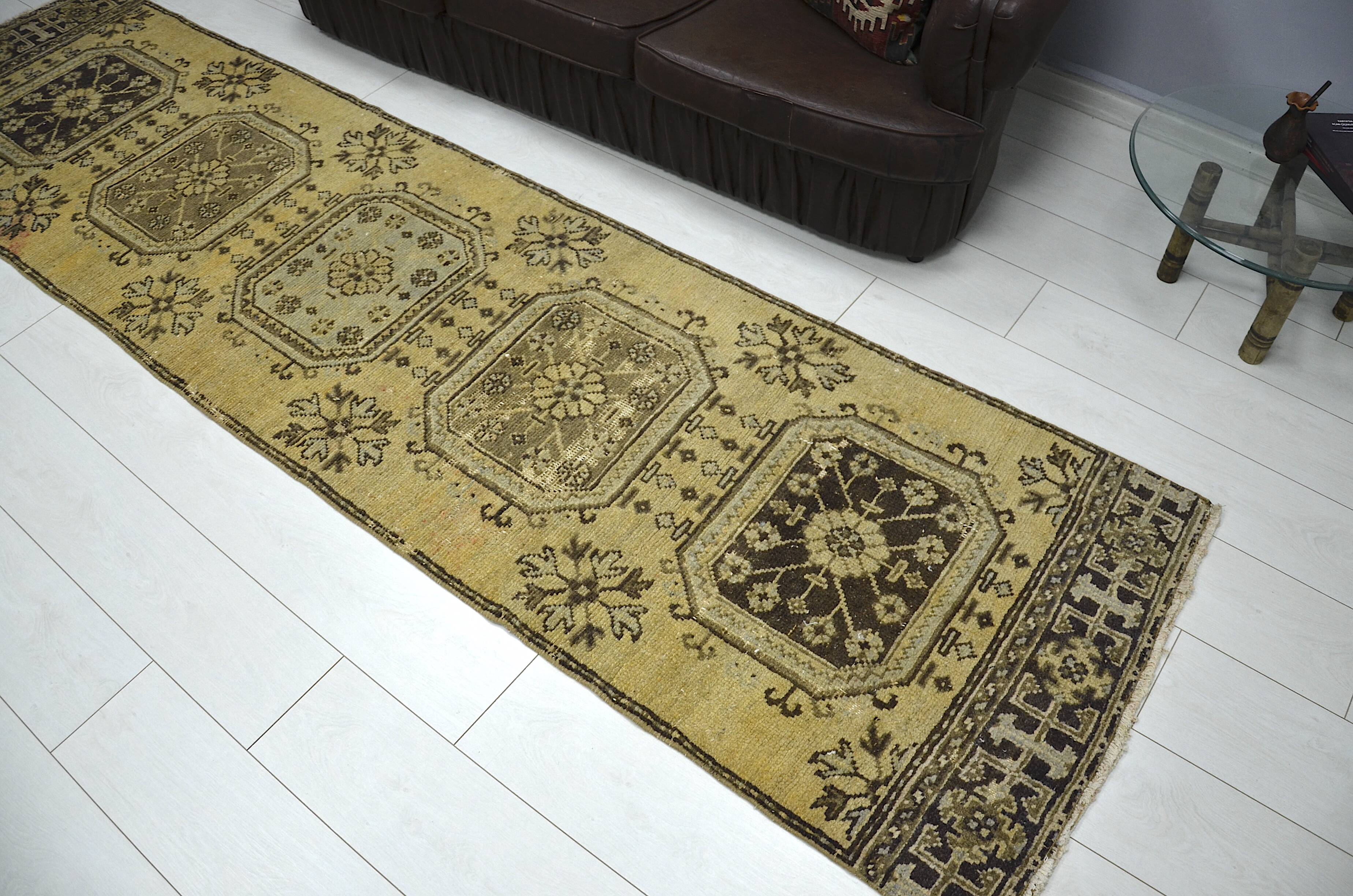 Yellow & Brown Turkish Wool Rug sku 2223