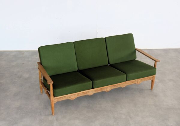 Canapé danois brutaliste en chêne, années 1960