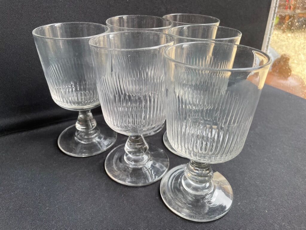 6 Large crystal glasses cut nineteenth