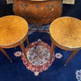 Pair of Louis XVI Directoi style pedestal tables, bouillotte tables