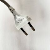 Vintage Bedside Lamp Wood Base & Yellow Orange Glass, VEB Lighting, GDR