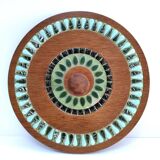 Plateau à fromages bois décor émaillé vintage