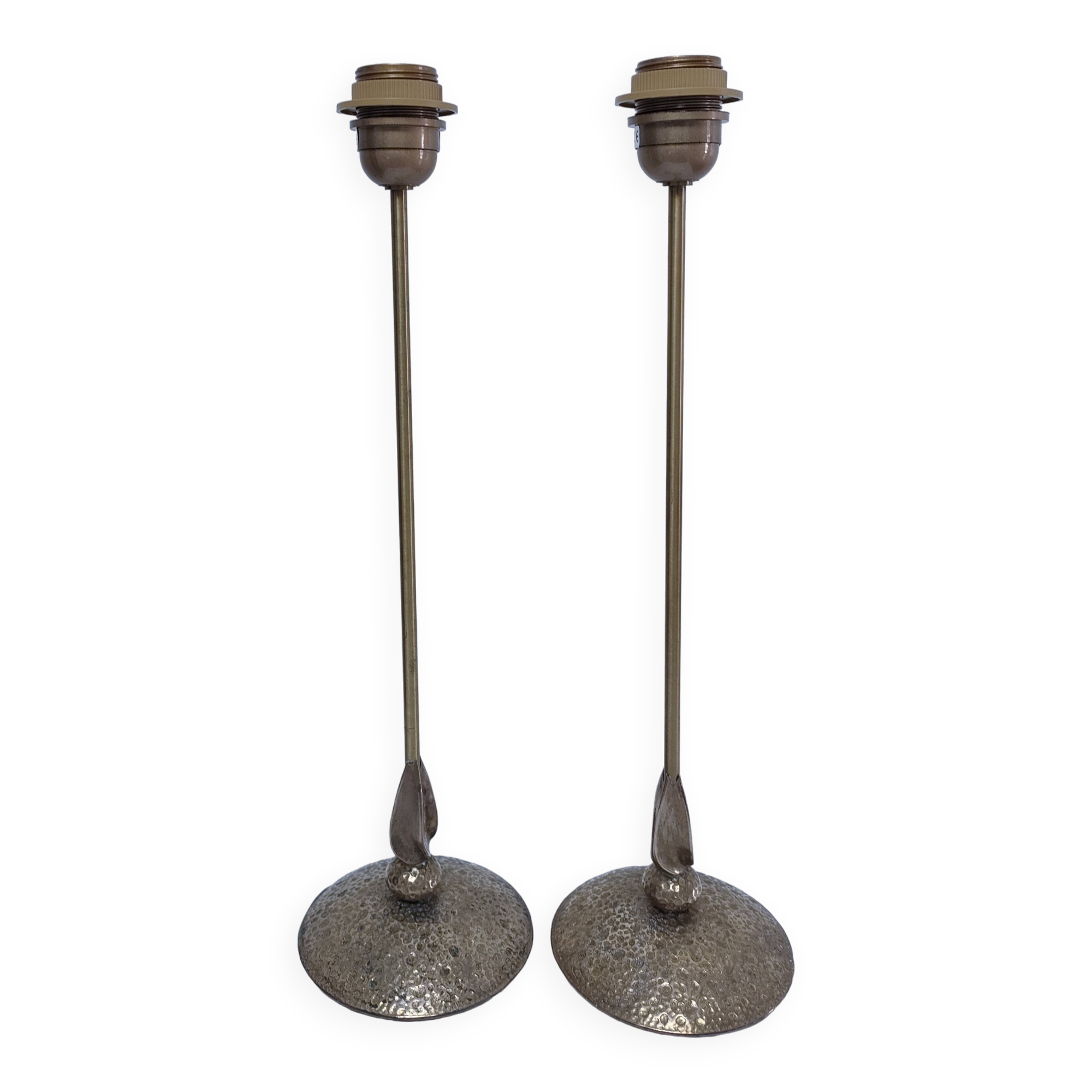 Pair of brass lamp bases Delmas design 90s