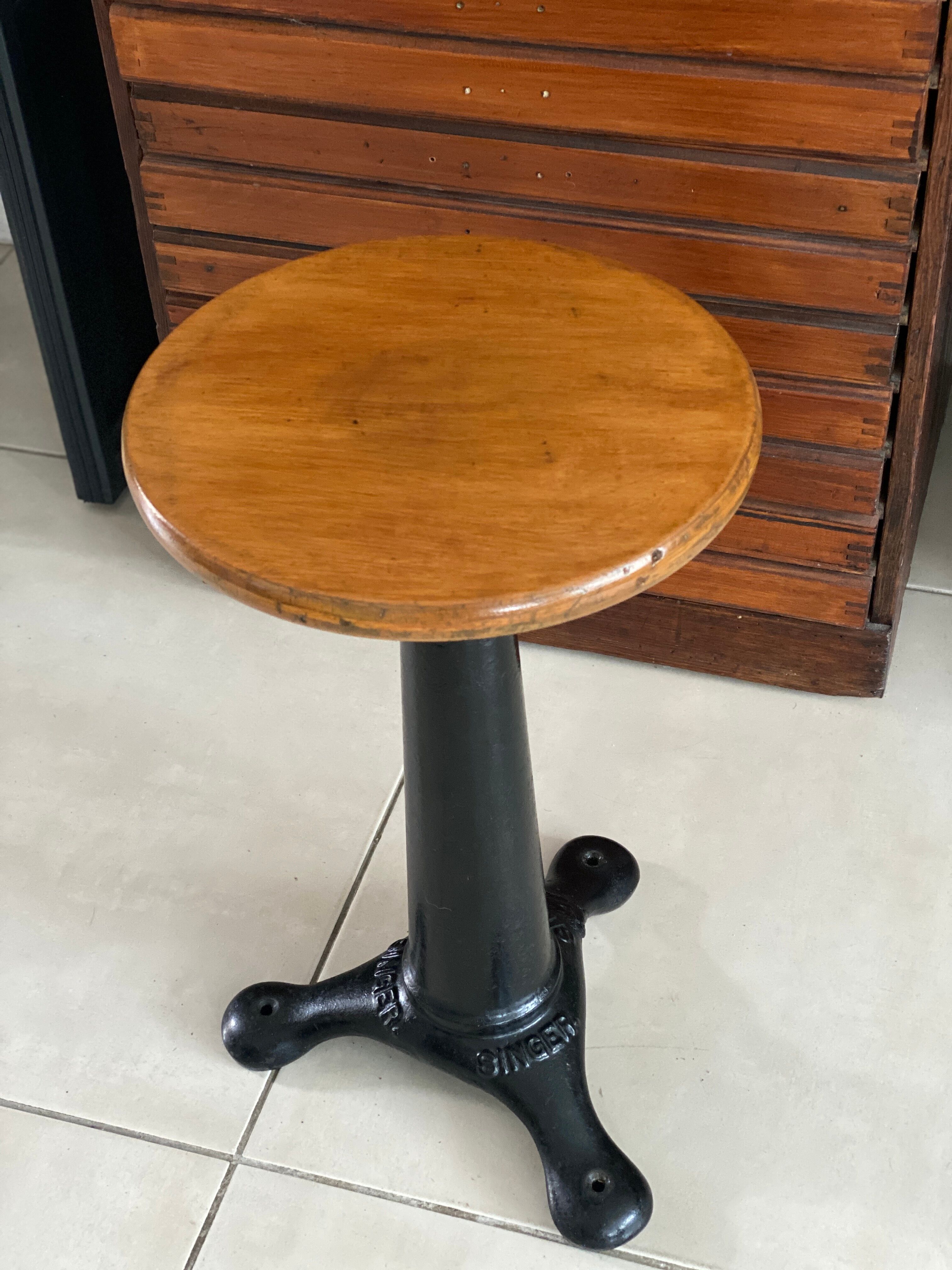 Old industrial stool Singer