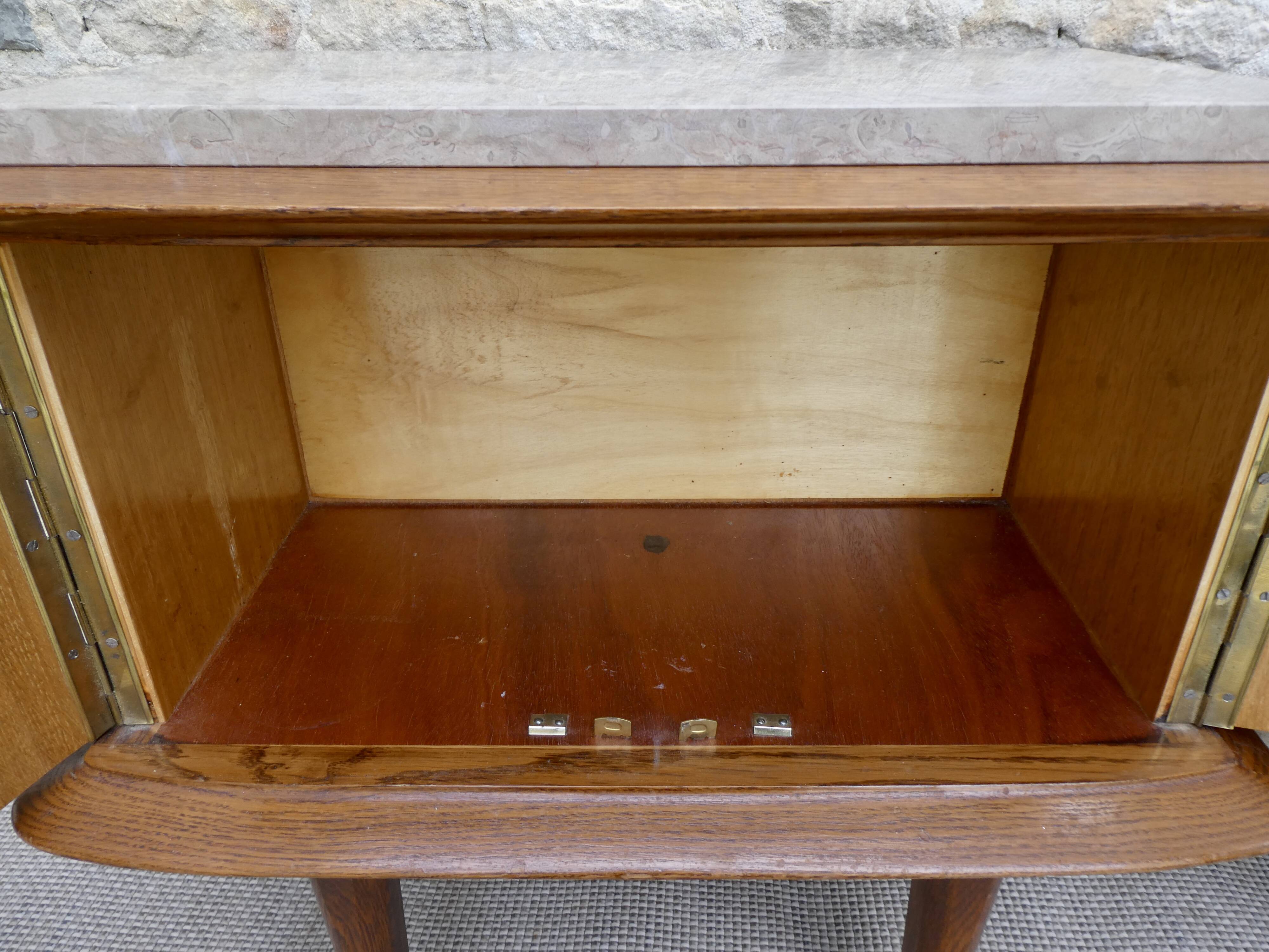 Pair of wooden and marble bedsides, 1960s