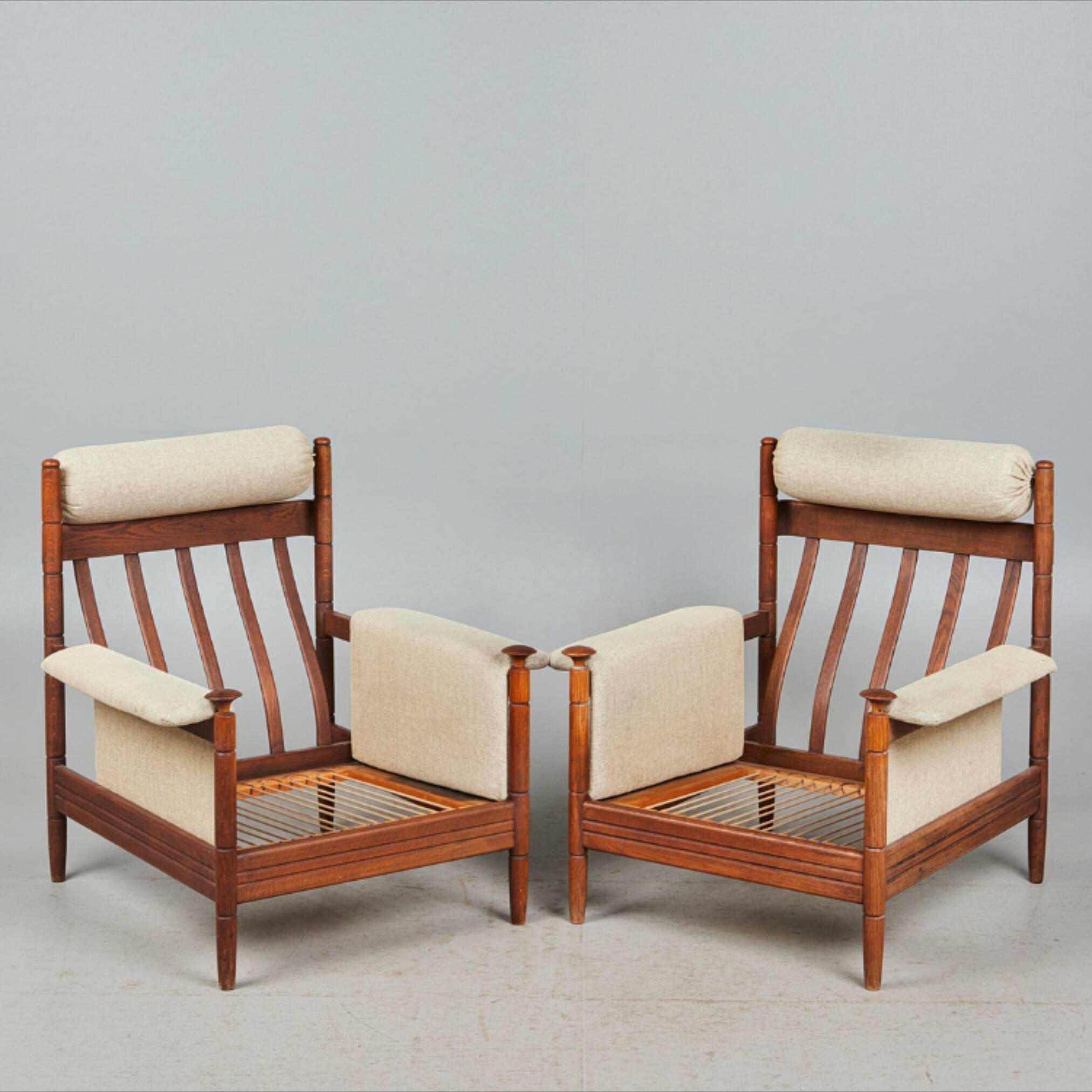 Pair midcentury Scandinavian lounge chairs, Denmark 1960s